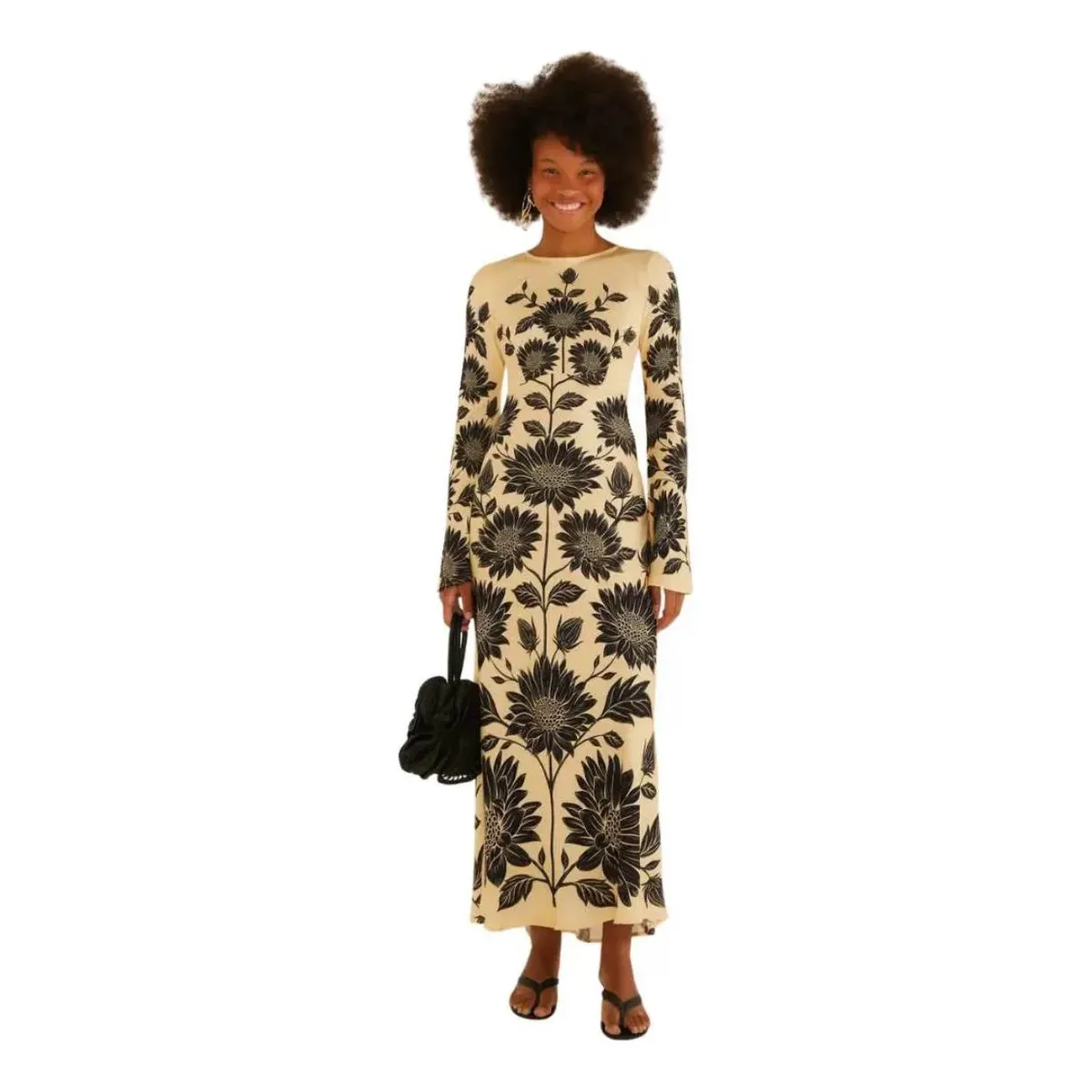 Vestido Farm Longo Manga Maria Lia