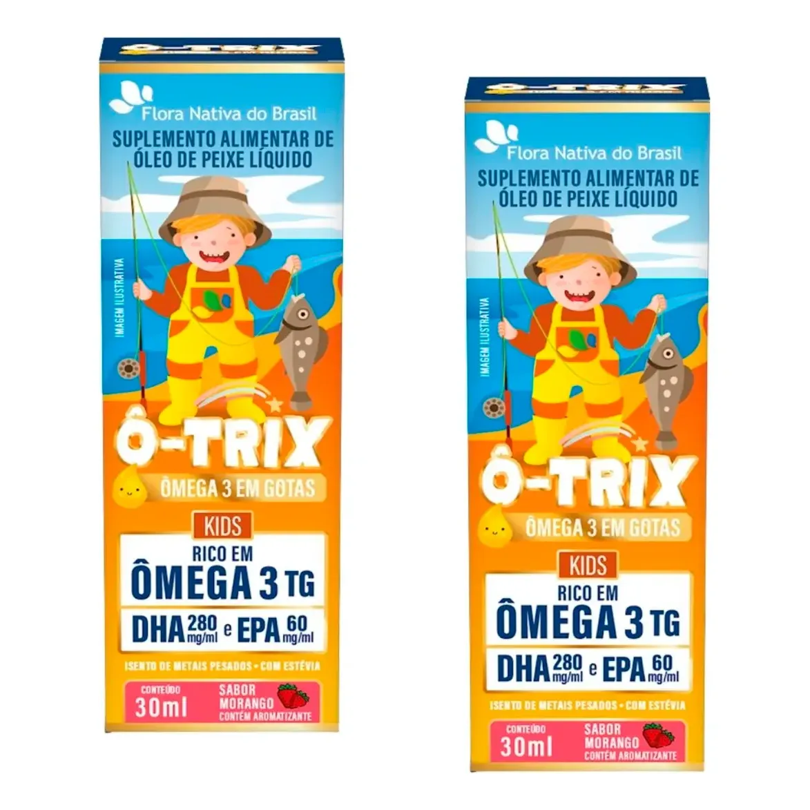 Kit 2 Ô-trix Ômega-3 Infantil Gotas Sabor Morango 30ml