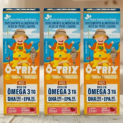 Kit 3 Ô-trix Ômega-3 Infantil Gotas Sabor Morango 30ml