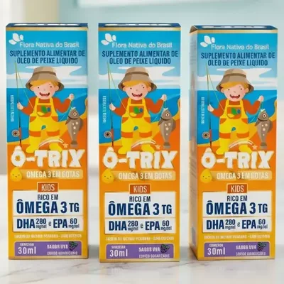 Kit 3 Ô-trix Ômega-3 Infantil Gotas Sabor Uva 30ml