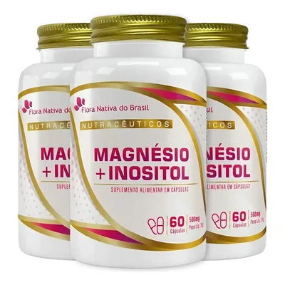Kit 3 Magnésio E Inositol 60 Cápsulas Flora Nativa Do Brasil