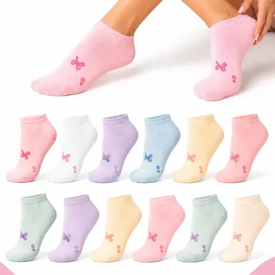 Kit 12 Pares Meia Soquete Femininas Cano Curto Casual Leve