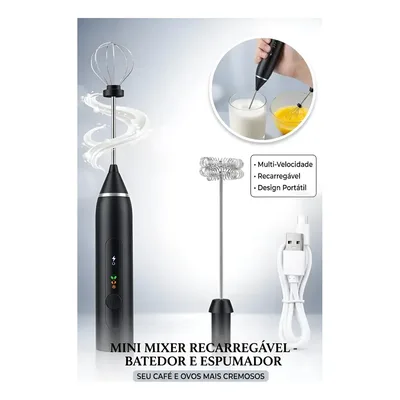 Mini Mixer Misturador Bebidas Potente Portátil Recarregavel