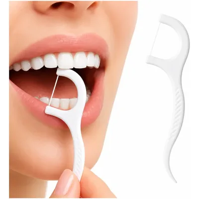 100 Fios Dental Com Haste Floss Pick Descartável Premium