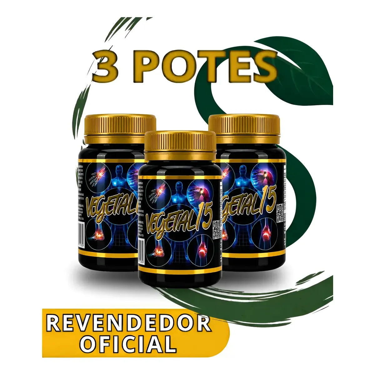 Kit 3 Vegetal 15 Original 100% Natural Alívio Nova Embalagem