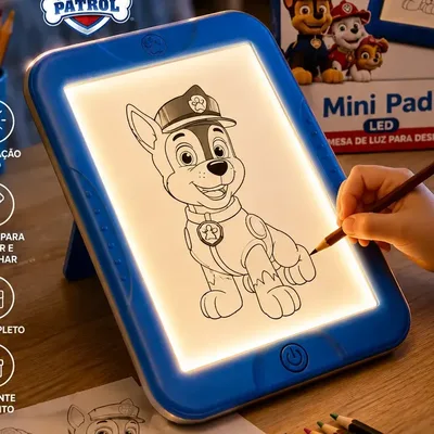 Lousa Mini Pad Patrulha Canina Led Lcd Desenho Kit Infantil