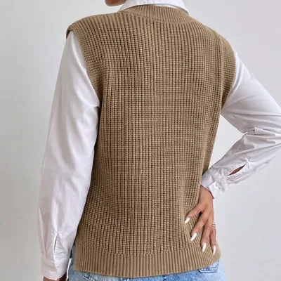 Colete Blusa Tricô Feminina Moda Outono Inverno Blogueira