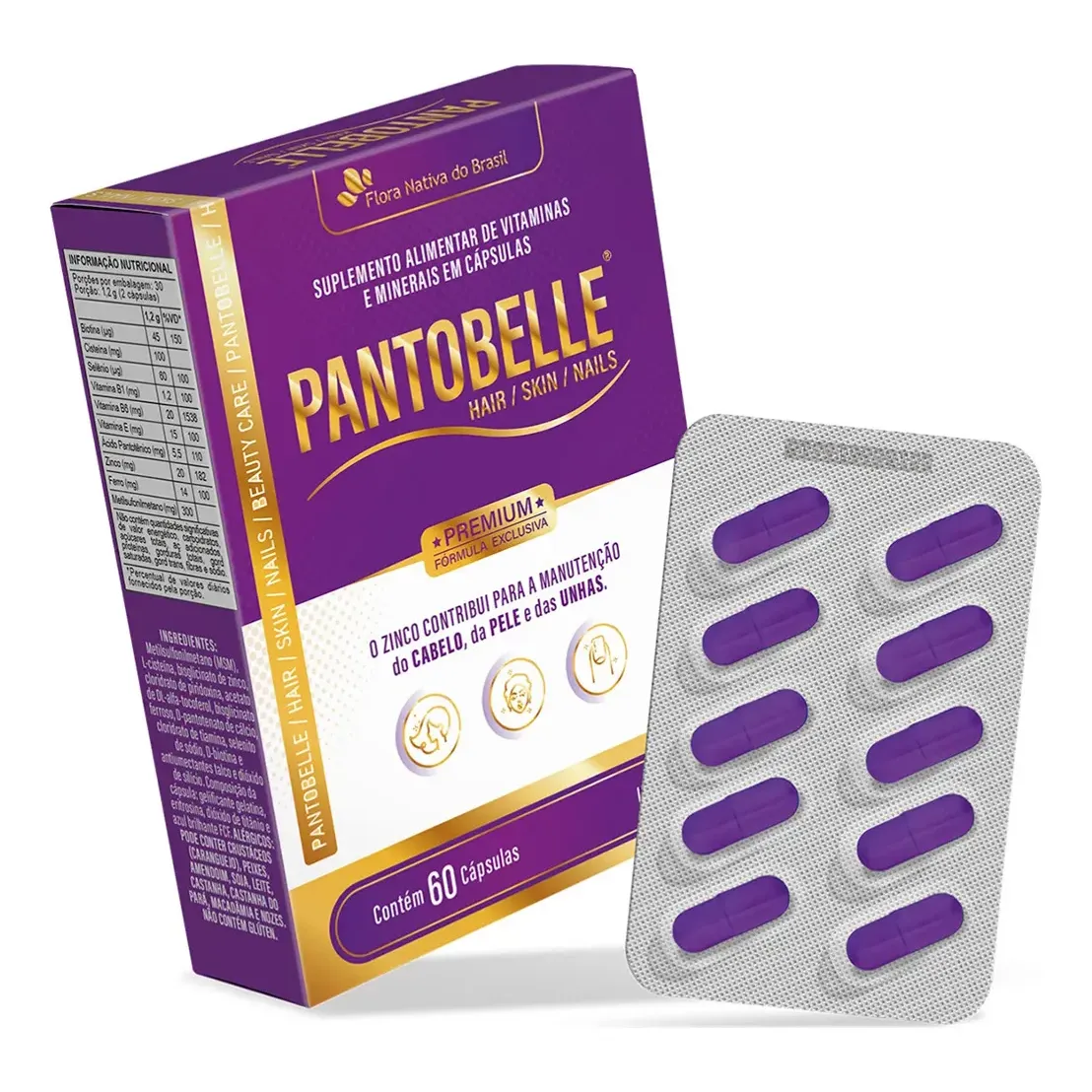 Pantobelle Saúde Cabelos E Pele 60 Cápsulas Flora Nativa
