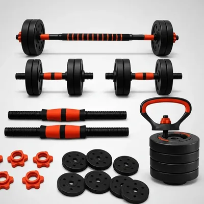 Kit Halter 6 Em 1 Ajustável 15kg Musculação Barra Kettlebell