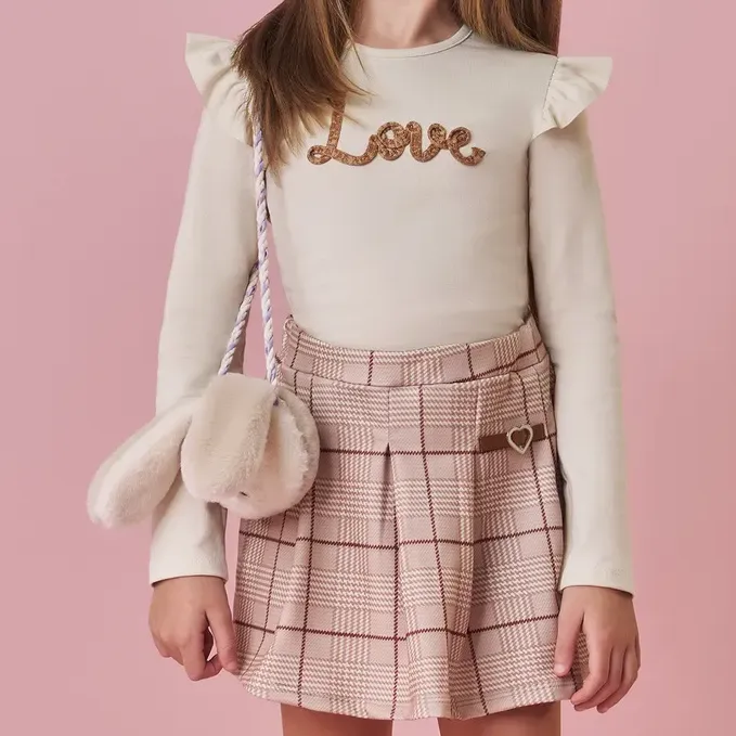 Conjunto Infantil Blusa Cotton E Short Saia Molecotton Kukiê