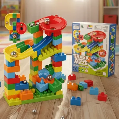 Pista Circuito Bolinhas De Gude Brinquedo Blocos Para Montar