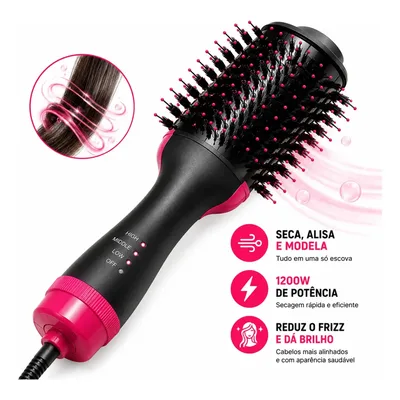 Escova Secadora Profissional 1200w 3 Em 1 Alisa Modela Seca