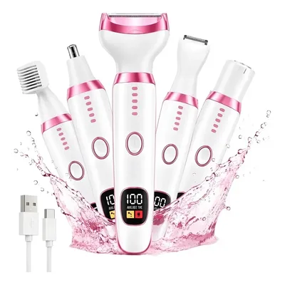 Depilador Aparador De Pelos Feminino 5 Em 1 Eletrico Usb Led