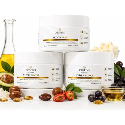 Kit Cronograma Capilar Profissional 3 Máscaras Obsedo 300g