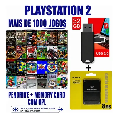 Kit + 1000jogs Opl Ps2 Slim E Fat + Cartão + Pendrive