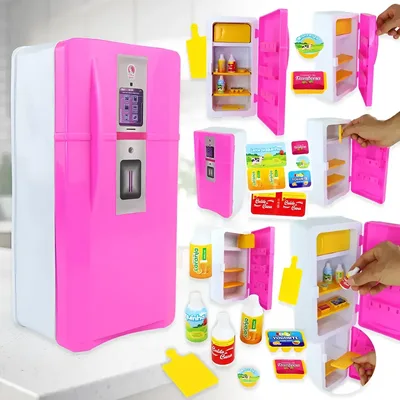 Geladeira De Brinquedo Infantil Grande E Acessórios Internos