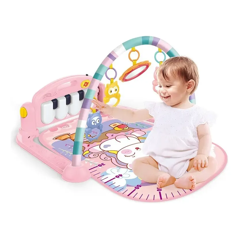 Tapete Ginásio De Atividades Villa Bebe Piano Musical Rosa