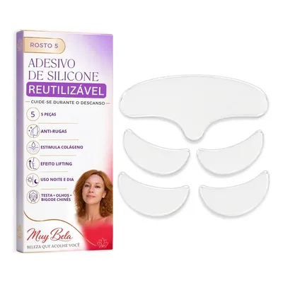 Adesivo Silicone Reutilizável Anti Rugas Rosto Testa 5 Peças