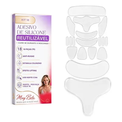 Kit Adesivos Anti Rugas Para Rosto + Colo Tê + Pescoço