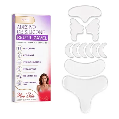 Adesivo Silicone Anti Rugas 11 Peças Para Rosto E Colo 30x