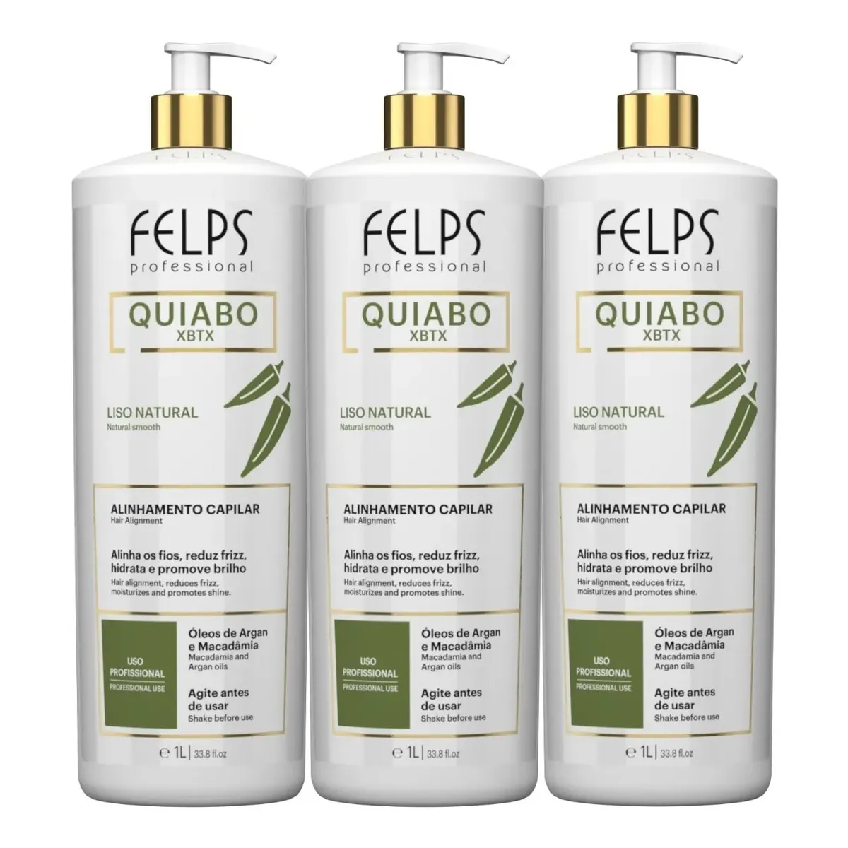 Felps Quiabo Xbtx Alinhamento Capilar 3x1l + Brinde