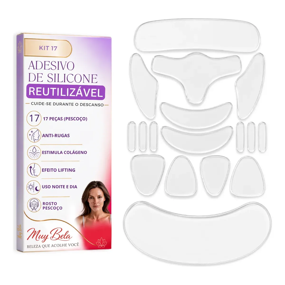 Kit Anti Rugas Para Rosto E Pescoço Feito De Silicone
