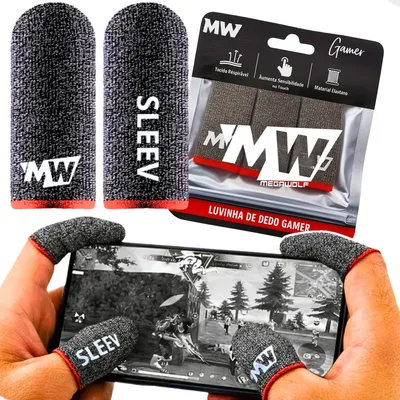 Luva Dedo Gamer Mw Megawolf 03 Pares Anti-suor Free Fire Pro
