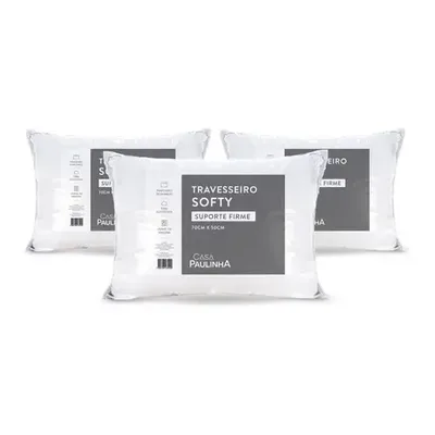 Kit 03 Travesseiros Softy Firme Fibra De Silicone 70x50
