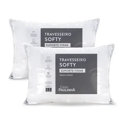 Kit 02 Travesseiros Softy Firme 70x50 Fibra De Silicone Alto