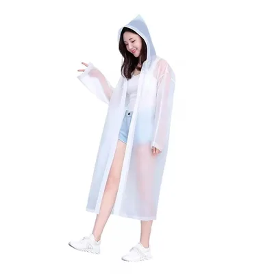 Capa De Chuva De Eva Branca Capuz Adulto 116cm Resistente - Casita