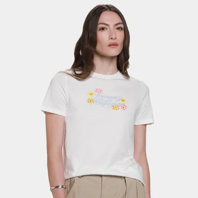 Camiseta Tommy Hilfiger Jersey Gr Flower Feminina