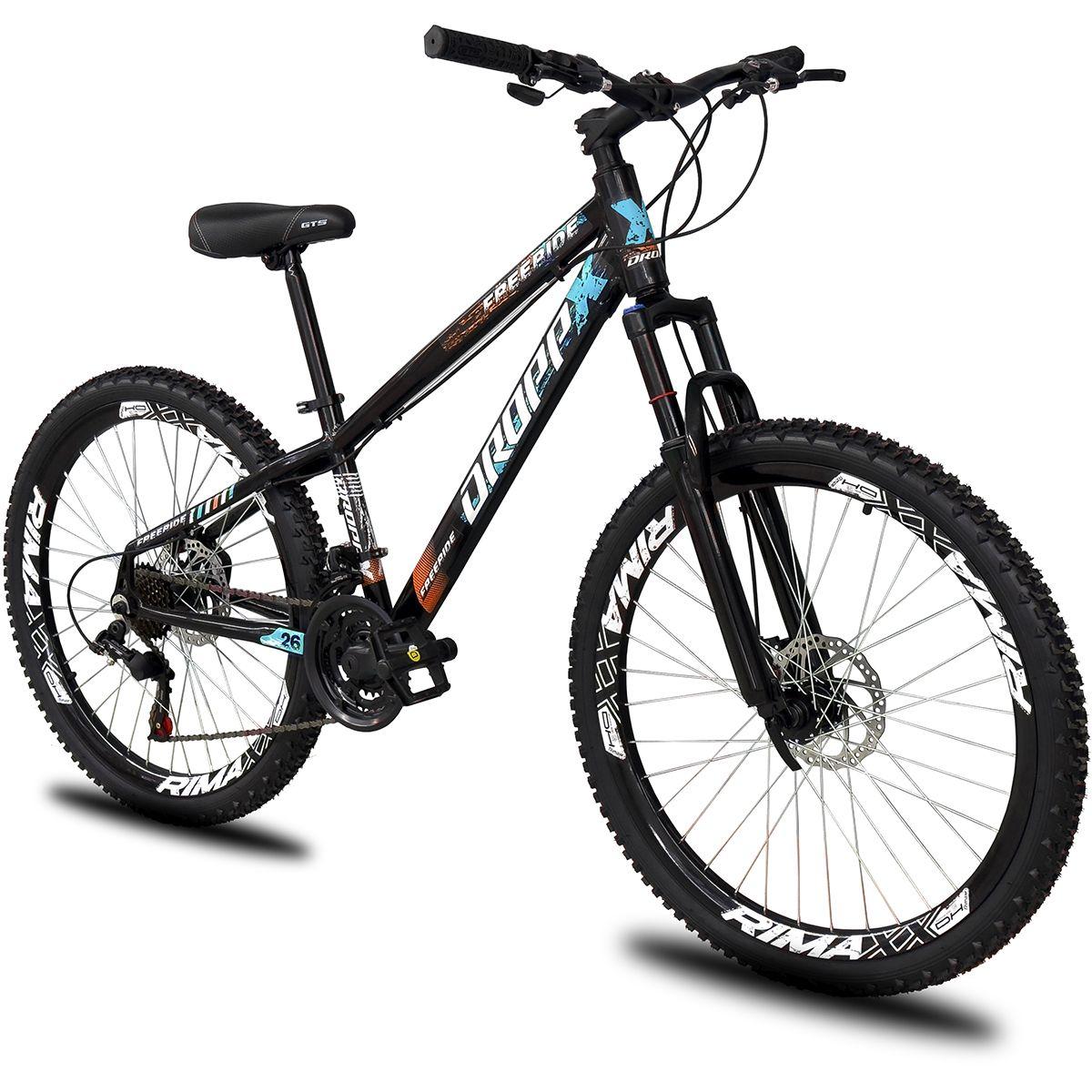 Bicicleta aro 26 Dropp Freeride grau Alumínio 21 Marchas Freios a disco supensão Tipo Gios Viking - Droppx