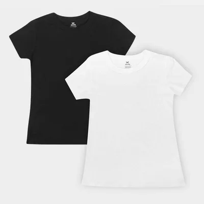 Kit Camiseta Básica Hering Manga Curta Feminina 2 Peças