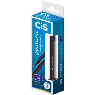 Caneta Esferográfica CIS Pentonic 0,7MM Azul - Caixa com 12 Unidades - Sertic