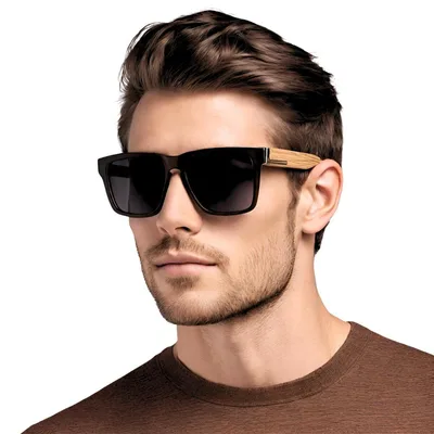 Óculos de Sol Madeira Bambu Premium Masculino Quadrado Verão - Sem Marca