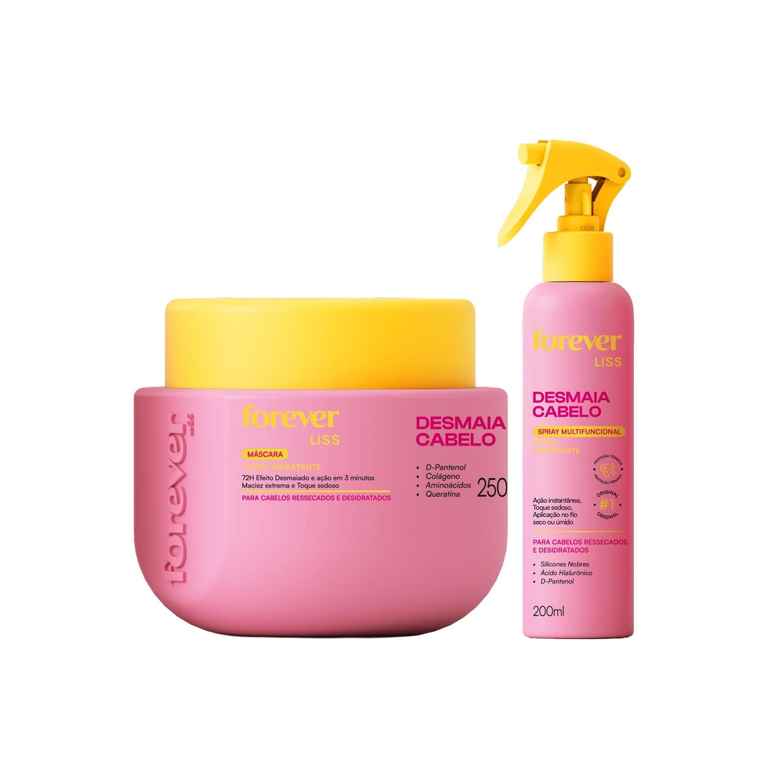 Kit Máscara e Spray Desmaia Cabelo Forever Liss