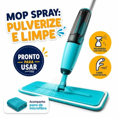 Mop Spray Rodo Mágico Esfregão Limpeza com Tanque de Água Premium Limpo e Seco Prático para Piso - Importado
