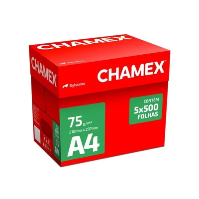 Papel Sulfite A4 Chamex 75G Branco - Caixa com 5 Pacotes de 500 Folhas - International Paper