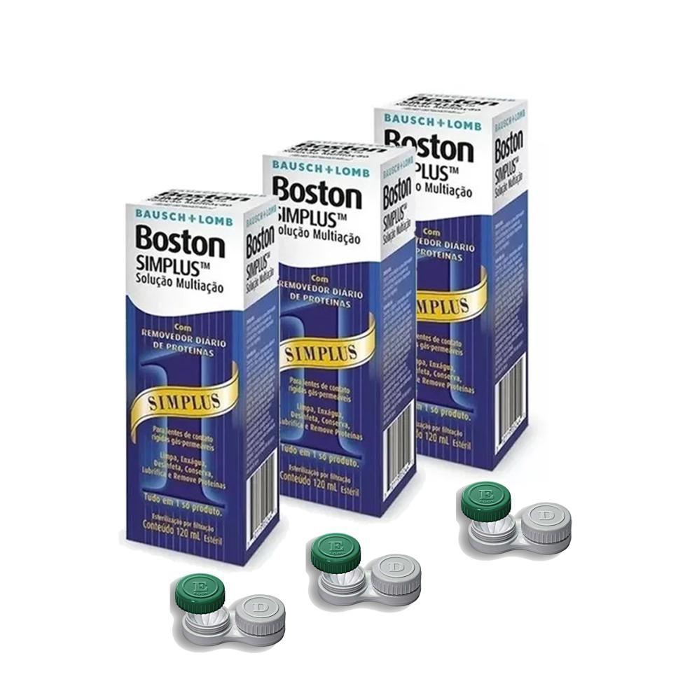 Boston Simplus 120ml Bausch + Lomb Solução Multiação Para Lentes Rígidas - 3 Caixas - Bausch & Lomb