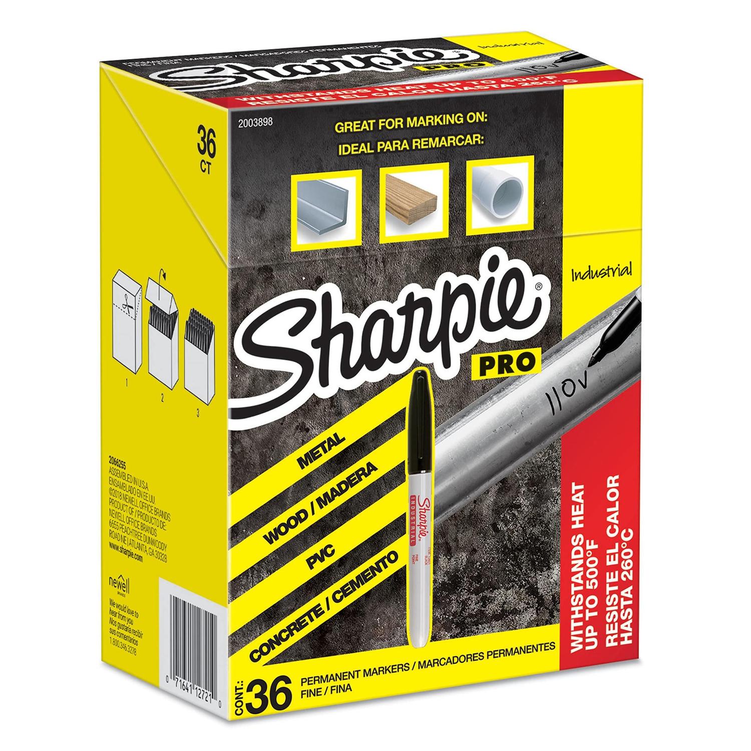 Marcadores permanentes Sharpie Industrial Fine Tip Black 36 unidades