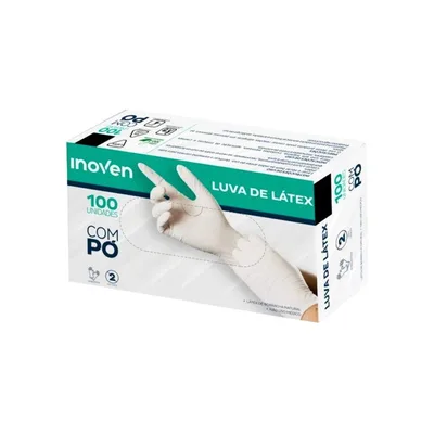 Luva Descartável Latex com Pó Tam: M com 100 Unidades Inoven