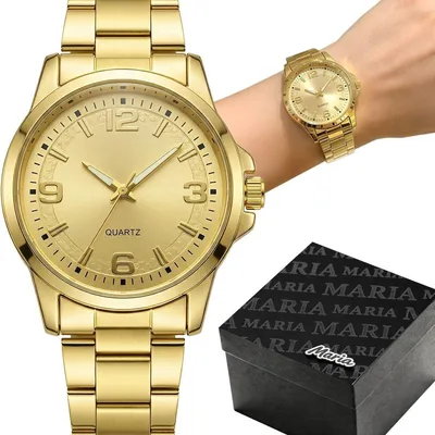 Relógio Feminino Qualidade Premium Banhado Ouro Moda Orizom Maria Dourado Caixa Premium