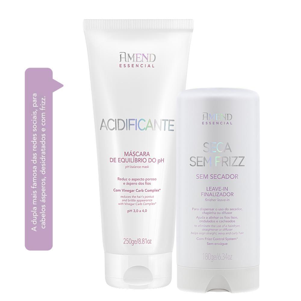 Kit Seca Sem Frizz e Acidificante Amend Essencial