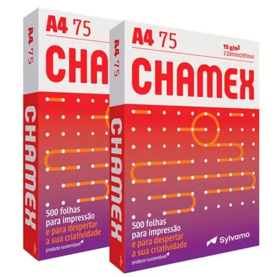 2 Chamex 500 Folhas Papel Sulfite Oficio A4 Resma