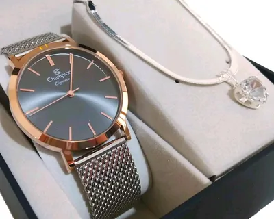 Relógio Feminino Champion Original Prata Com Rosé A Prova Dágua 50M Com NF Garantia CN20819C