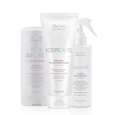 Kit Acidificante Seca Sem Frizz Fluído Blindagem Amend Essencial