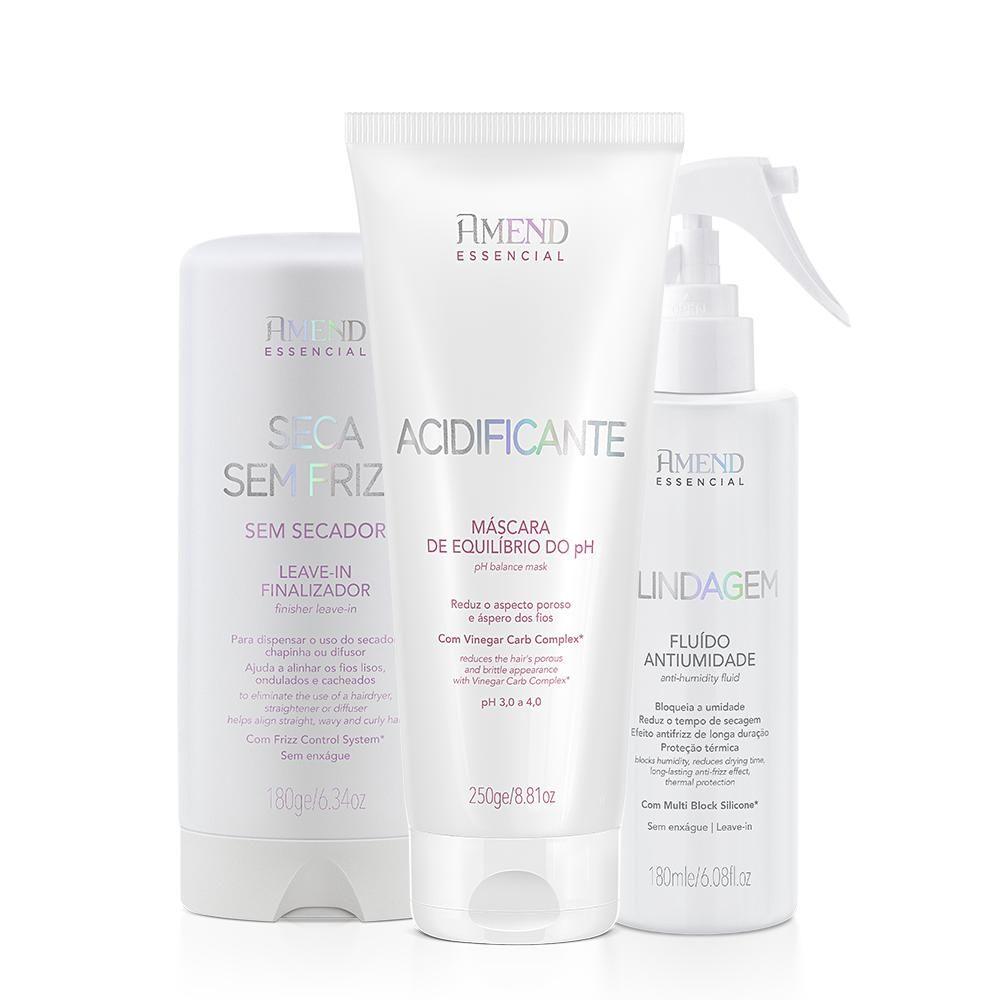 Kit Acidificante Seca Sem Frizz Fluído Blindagem Amend Essencial