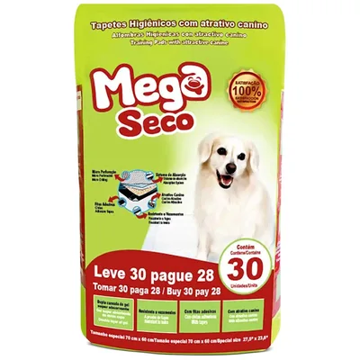 Tapete Higiênico Mega Seco 30 Unidades 60x65cm - Mimo