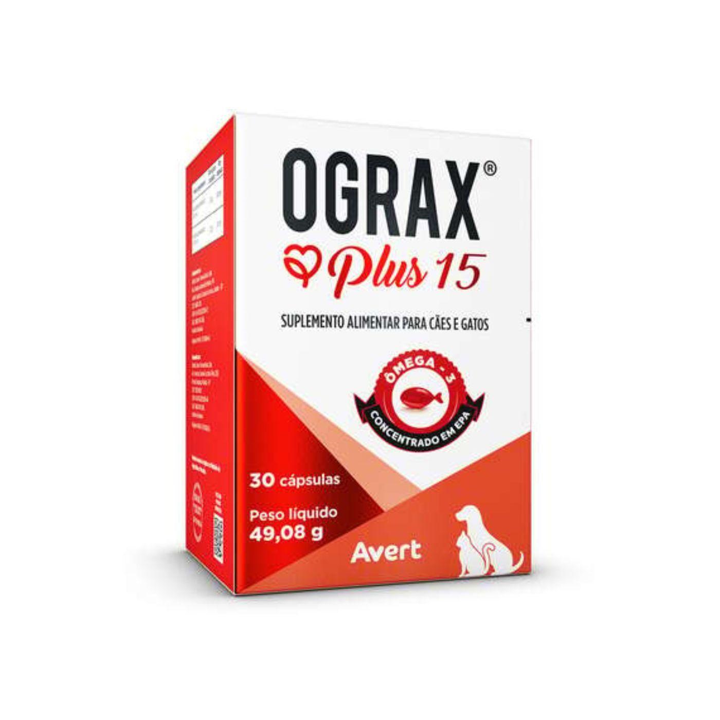 Ograx Plus 15 Suplemento Veterinário Ômega 3 30 Caps - Avert
