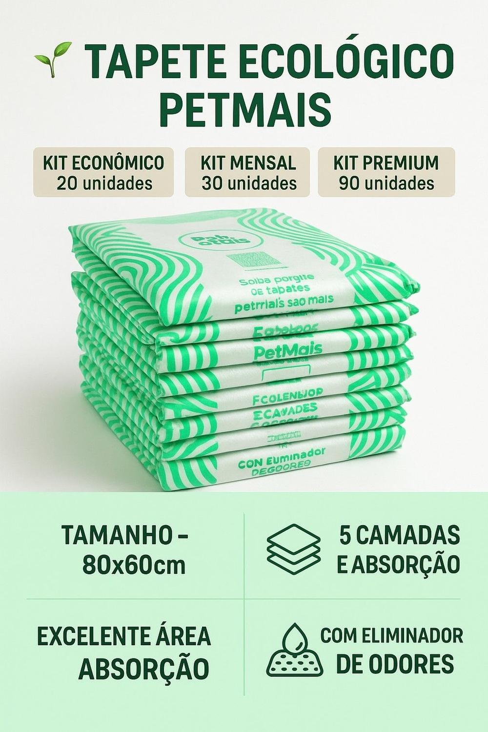 Tapete Higienico 80x60 Super Premium Antivazamento Anti Odor - Pet Mais